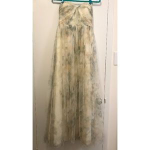 Jenny Yoo Ivory Sage Rose Print “Nyla” Tulle Dress